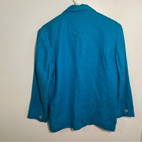 Vintage International Scene One Button Blazer Teal 6 - Picture 5 of 9